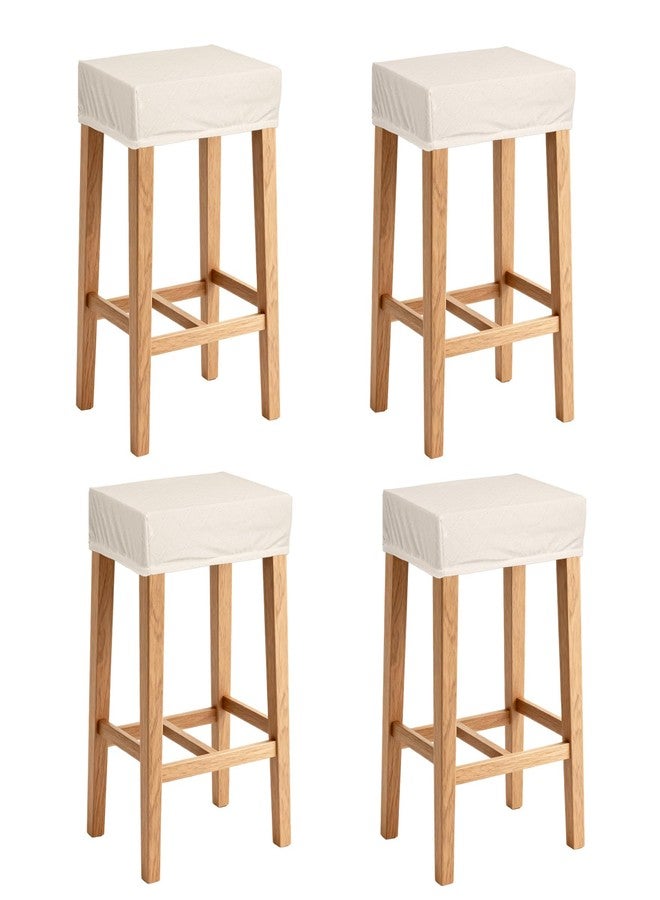 Klmnop مجموعة أغطية كراسي بار مستطيلة قابلة للتمدد والغسل من Klmnop، 4 قطع، مزودة بأربطة مطاطية، مناسبة لكراسي البار/كراسي المطبخ/كراسي جزيرة المطبخ/كراسي السرج (بيج) - Image 1